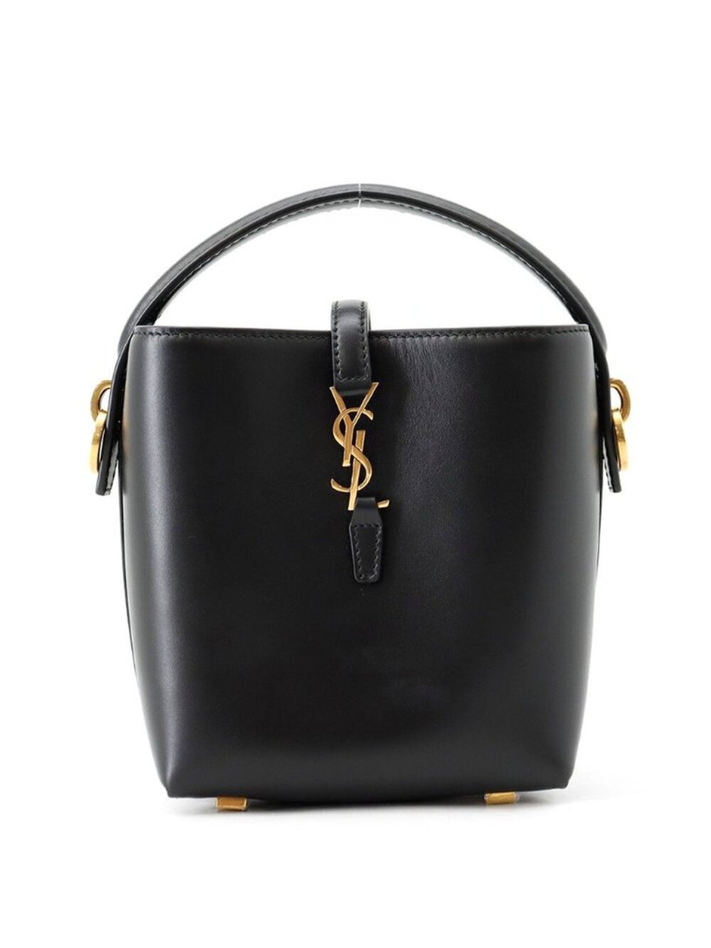 Saint Laurent Paris le 37 Mini Bucket Bag Calf Leather Black 2-Way